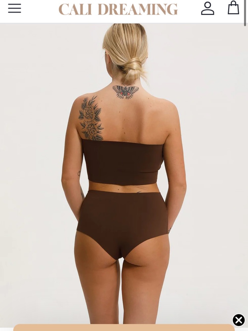 High-Waisted Neoprene Bikini Bottoms in Chocolate Brown - Picture 2 of 4